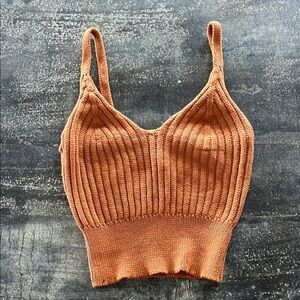 Women's Ribbed Knit Tank Top - Orange